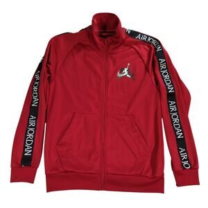 Nike Air Jordan Track Jacket Mens L Red Jumpman Full Zip Logo Tape Retro